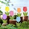 6 Pcs Spring Summer Decor Colorful Tiered Tray Decor Set Wooden Tulip Ice Cream Umbrella Sunglasses Block Signs Spring Summer Table Centerpieces for Farmhouse Home Shelf(Tulips)